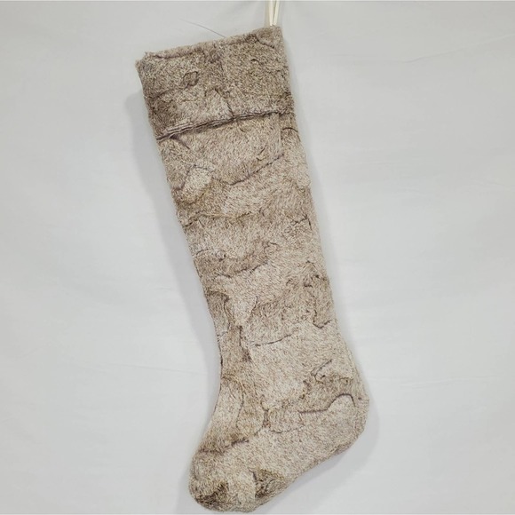 Country Stitched Faux Fur Christmas Stocking - Picture 2 of 2